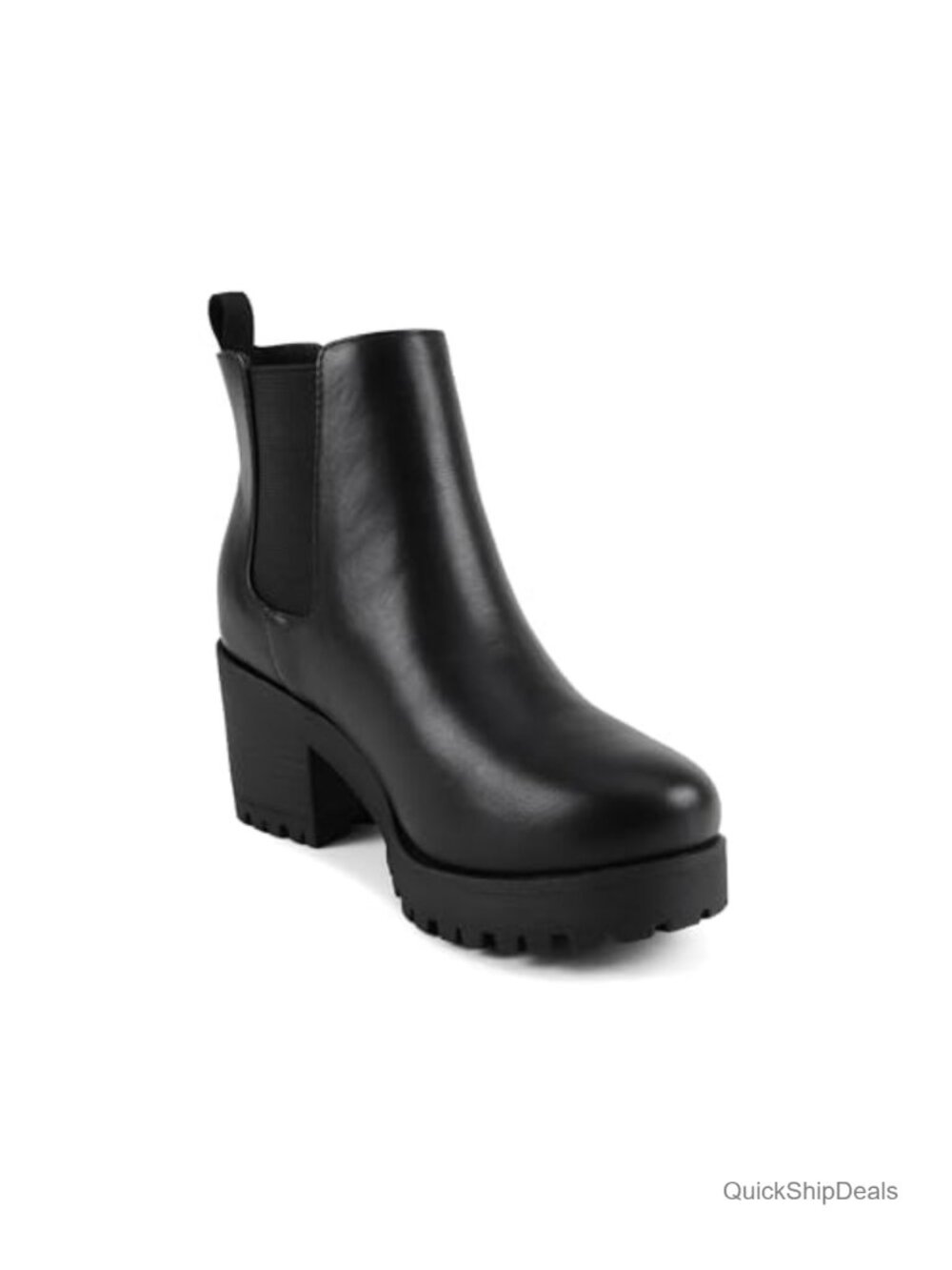 Women's Ankle Bootie with Chunky Heel & Lug Sole Platform - Picture 4 of 5
